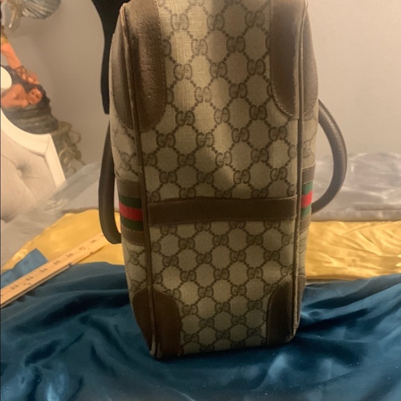 Vintage Gucci Brown and Green Women's Canvas Bag - Picture 12 of 16